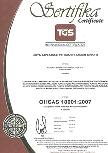 Lidya Construction - OHSAS 18001 Certificate